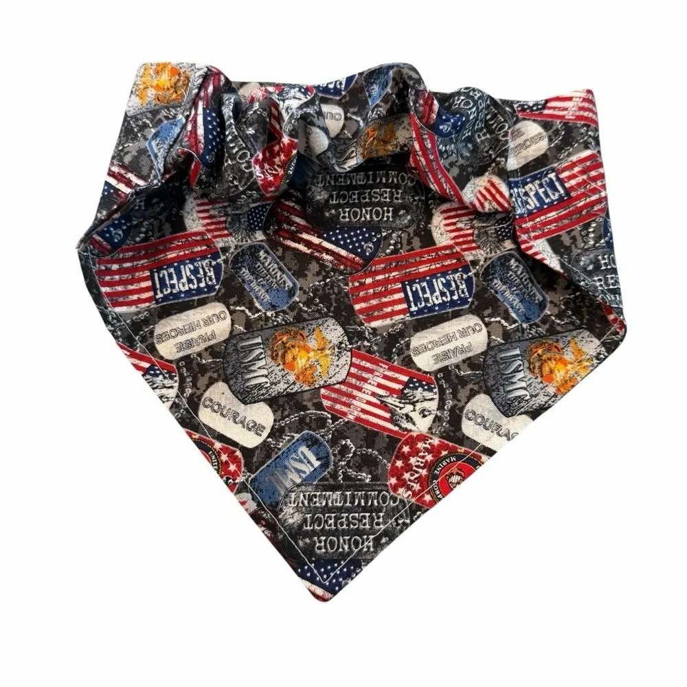 Patriotic Honor & Respect Scrunchie Dog Bandana - Red, Blue, Black
